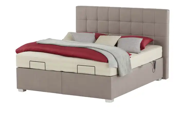 vanDoorn Motor-Boxspringbett mit Bettkasten Ohio Greige 200 cm H2