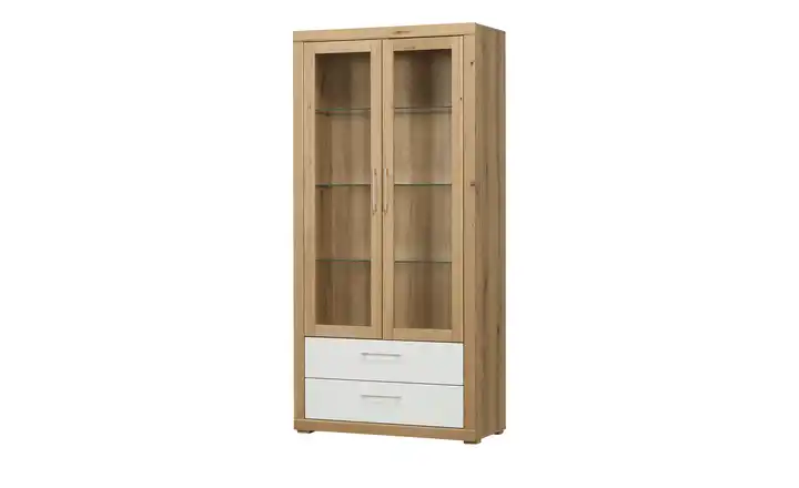 smart Vitrine Oslo Wildeiche, Wildeiche (Nachbildung), Weiß