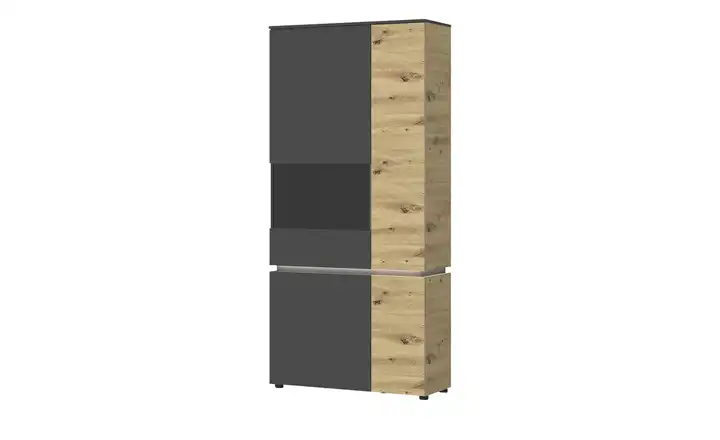 Vitrine Soft-Close Luci Anthrazit, Eiche Artisan (Nachbildung) Vitrinentür links