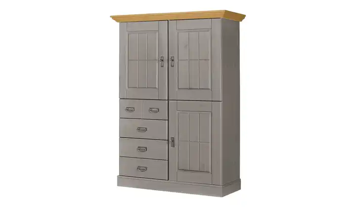 maison bleue Highboard Florian Grau, Hellbraun Türen aus Holz