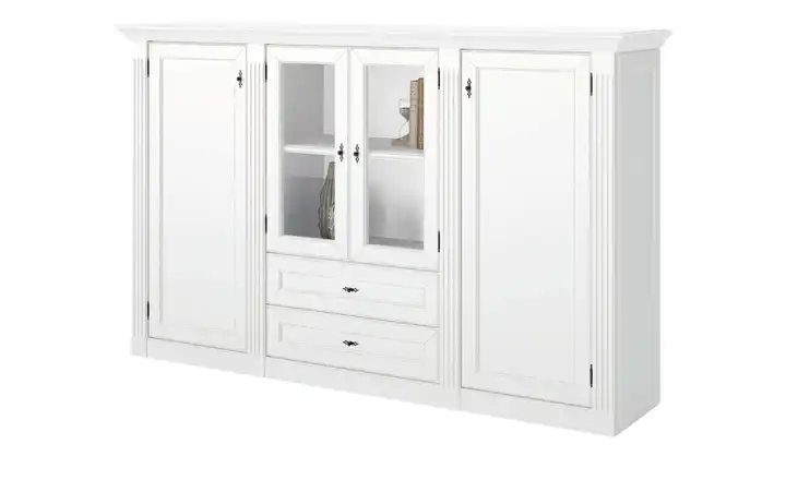maison bleue Highboard Petit Chalet mit Holzboden Weiß, antik