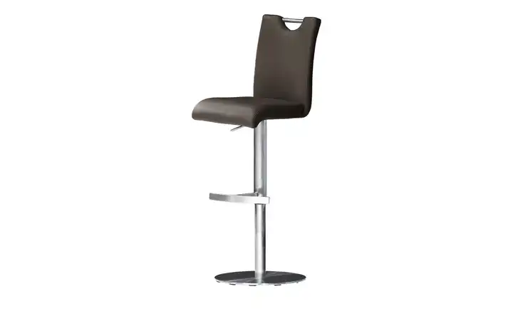 Barhocker Gulia Braun Gestell rund Leder