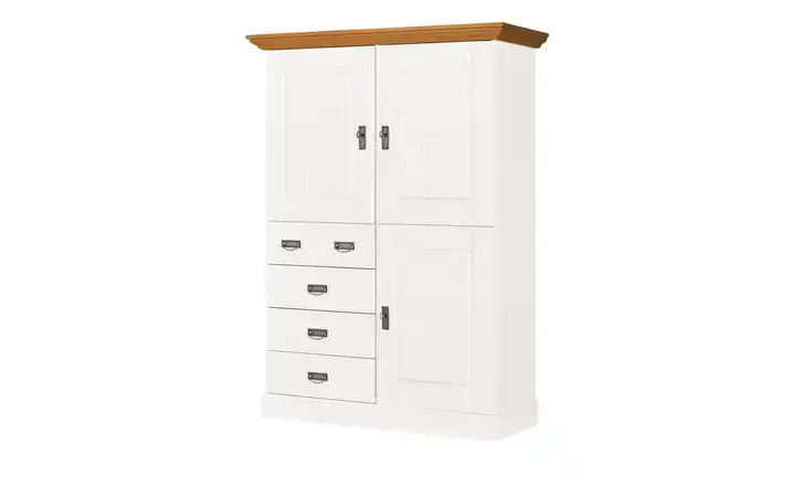 maison bleue Highboard Florian Weiß, Braun Türen aus Holz