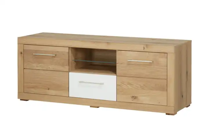 smart Lowboard Oslo  Wildeiche (Nachbildung), Wildeiche, Weiß