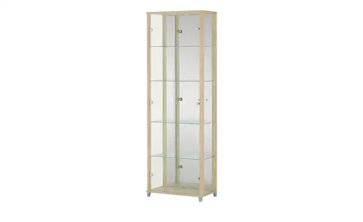 Vitrine Cristal 2 Stück Eiche sägerau (Nachbildung), transparent