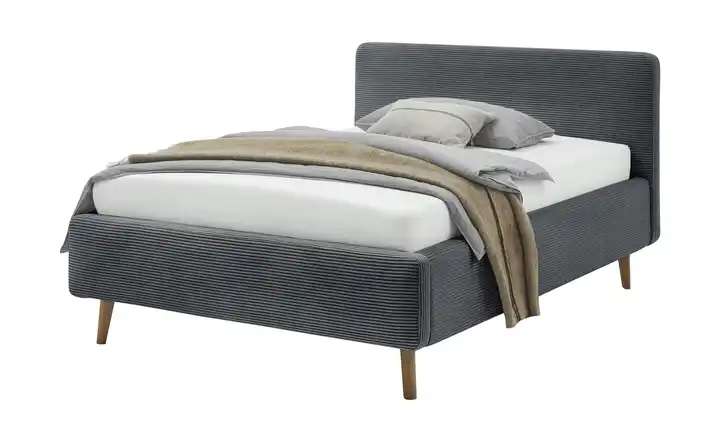 Polsterbettgestell Mattis Anthrazit Cordstoff 140 cm ohne Bettkasten