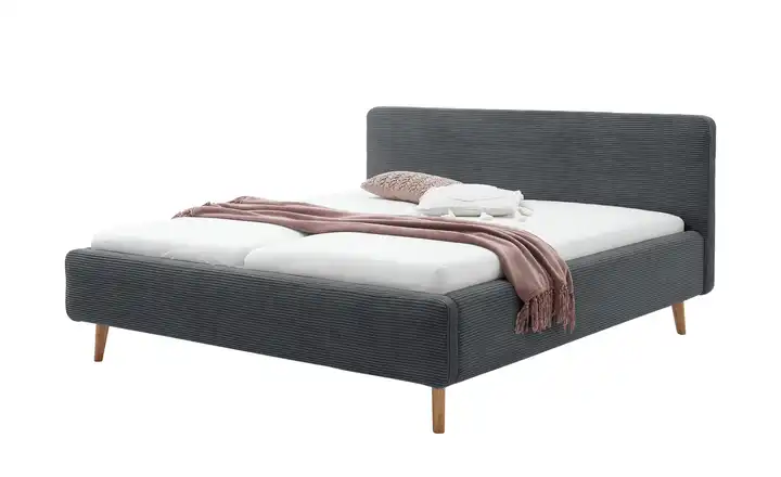 Polsterbettgestell Mattis Anthrazit Cordstoff 160 cm ohne Bettkasten