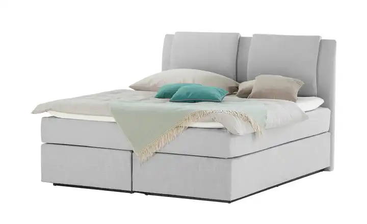 Wohnwert Boxspringbett Dormian Saman Hellgrau 180 cm H3 & H4