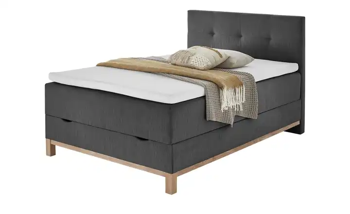 maison bleue Boxspringbett mit Bettkasten Mara Anthrazit 140 cm