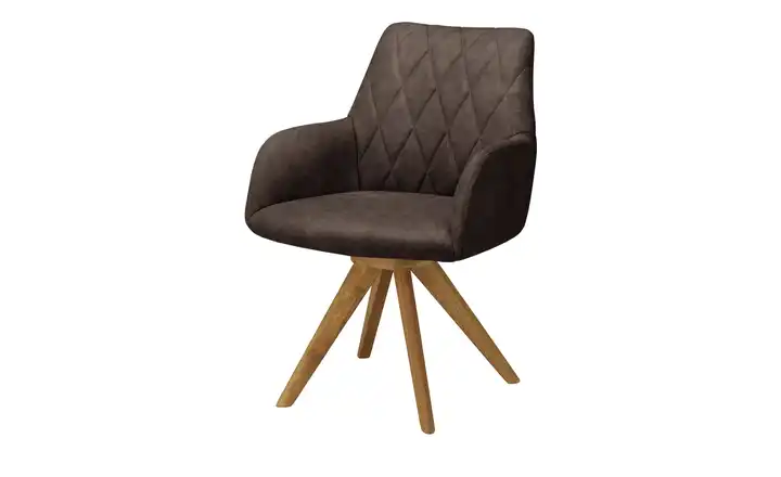 Woodford Armlehnstuhl Bristol Braun Mikrofaser Stativgestell Eiche, geölt Armlehne, Drehfunktion