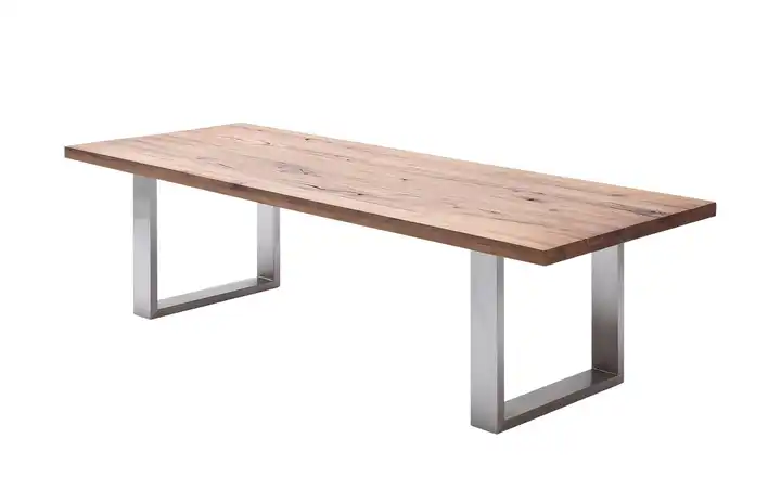 Woodford Kufentisch Lavello Eiche Bassano edelstahlfarben, gebürstet 260 cm