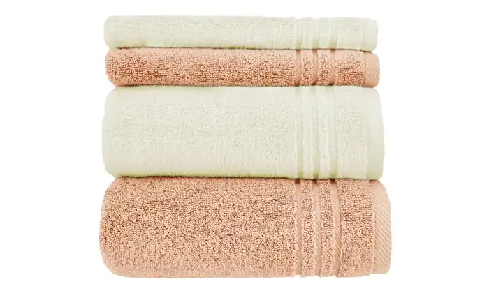  Handtuch-Set Hellorange-Creme, 4-teilig  Soft Cotton