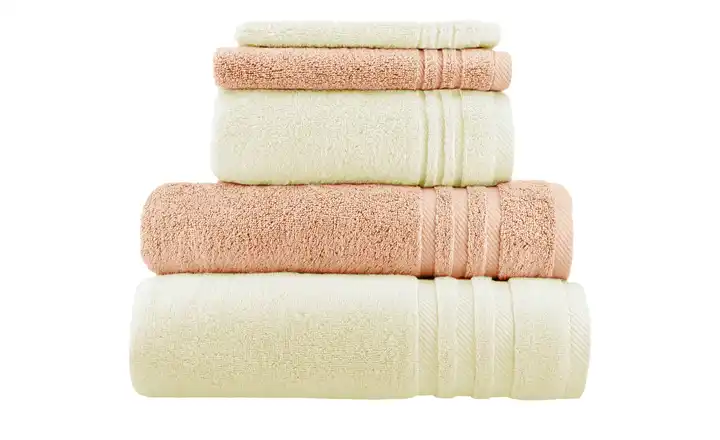  Handtuch-Set Creme-Hellorange, 5-teilig  Soft Cotton