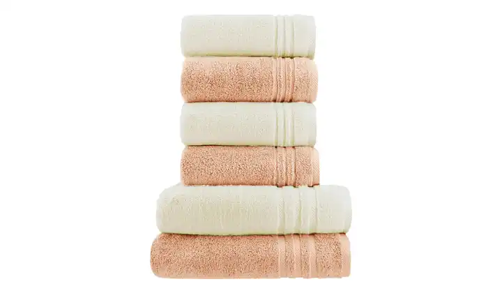  Handtuch-Set Creme-Hellorange, 6-teilig  Soft Cotton