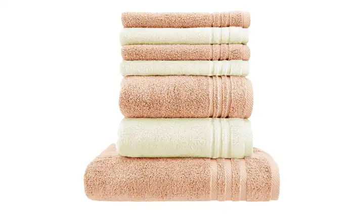  Handtuch-Set Creme-Hellorange, 7-teilig  Soft Cotton