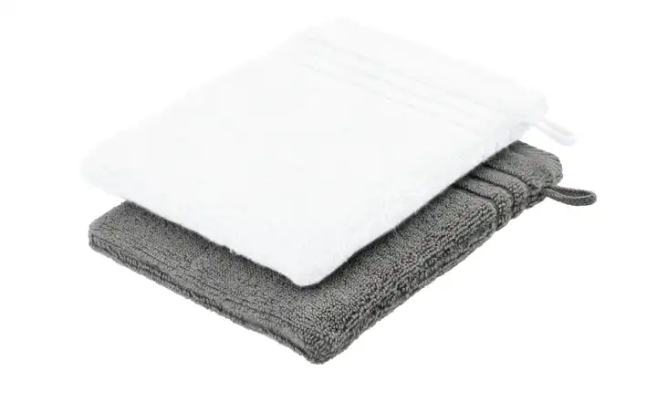  Waschhandschuh (16 x 21cm), 2er-Set Anthrazit-Weiß  Soft Cotton