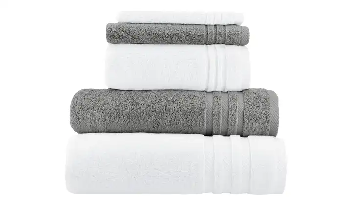  Handtuch-Set Weiß-Anthrazit, 5-teilig  Soft Cotton