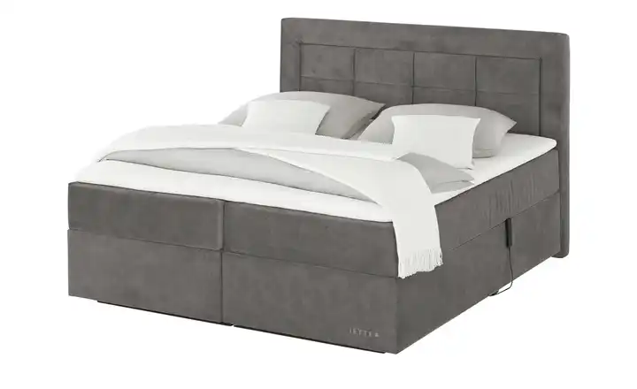 Jette Home Motor-Boxspringbett Jette Patch Dunkelgrau 160 cm H2