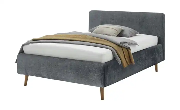 Polsterbettgestell Mattis Anthrazit Bouclé 140 cm ohne Bettkasten