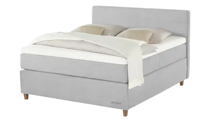 Jette Home Boxspringbett Jette Flex Hellgrau 140 cm H2 Kaltschaumkern 73,5 cm