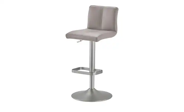 Barhocker  Leder MyTina Taupe verchromt matt
