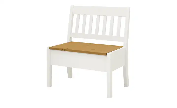maison bleue Sitzbank mit Stauraum  massiv Bendix Weiß, Hellbraun 82,7 cm ohne