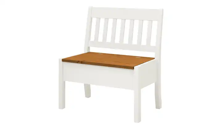 maison bleue Sitzbank mit Stauraum  massiv Bendix Weiß, Braun 82,7 cm ohne