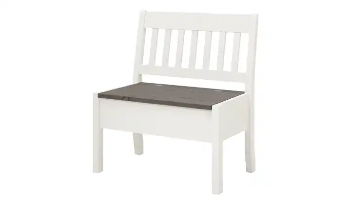 maison bleue Sitzbank mit Stauraum  massiv Bendix Weiß, Grau 82,7 cm ohne