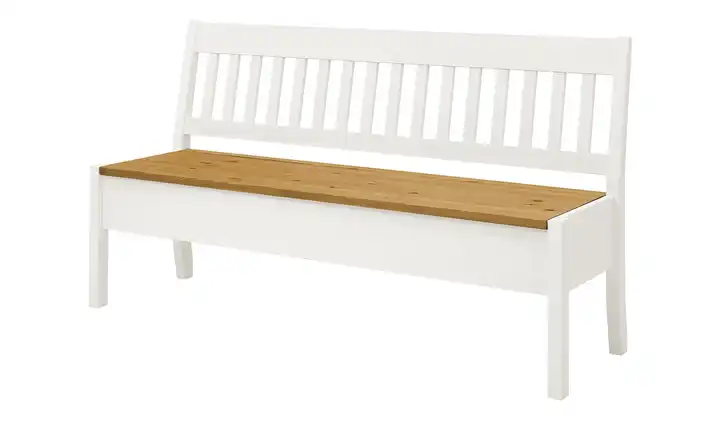 maison bleue Sitzbank mit Stauraum  massiv Bendix Weiß, Hellbraun 169,1 cm ohne