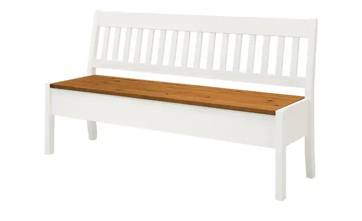 maison bleue Sitzbank mit Stauraum  massiv Bendix Weiß, Braun 169,1 cm ohne