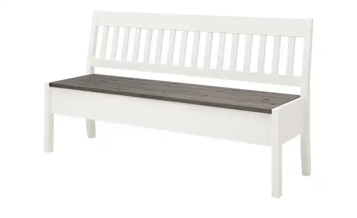 maison bleue Sitzbank mit Stauraum  massiv Bendix Weiß, Grau 169,1 cm ohne