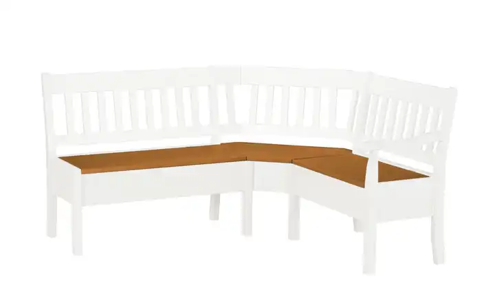 maison bleue Truhen-Eckbank  massiv Bendix Weiß, Braun ca. 213 x 147 cm