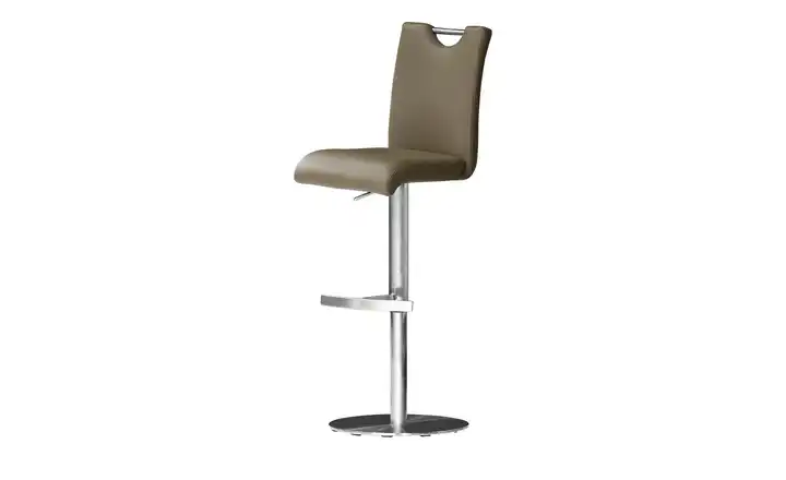 Barhocker Gulia Cappuccino Gestell rund Kunstleder