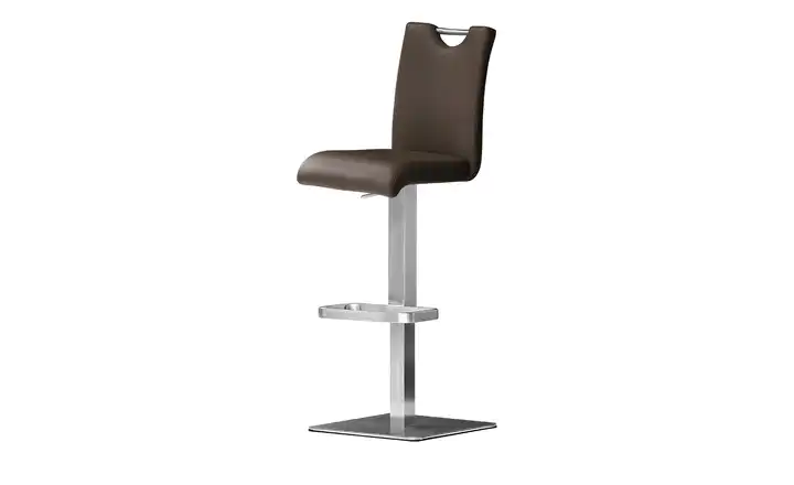 Barhocker Gulia Braun Gestell eckig Leder
