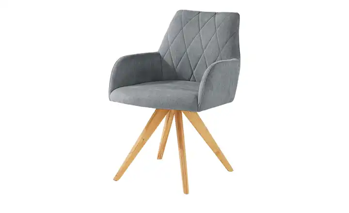 Woodford Armlehnstuhl Bristol Grau Webstoff Stativgestell Eiche, geölt Armlehne, Drehfunktion