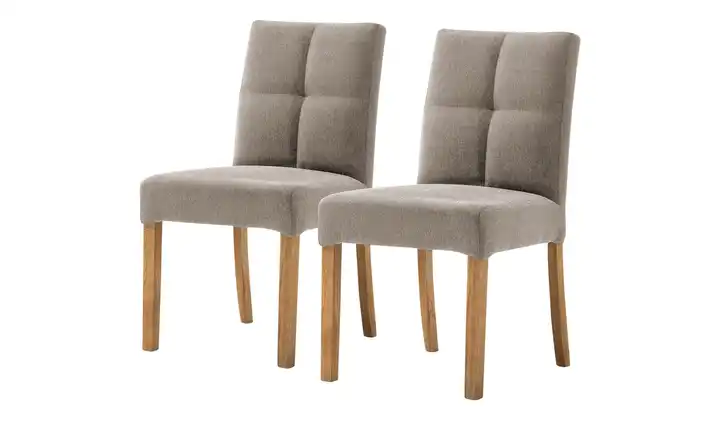 Woodford Esszimmerstuhl im 2er Set Mako Cappuccino Webstoff fein Eiche geölt