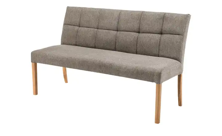 Woodford Esszimmerbank  mit Steppung Mako Cappuccino Webstoff fein Eiche, geölt