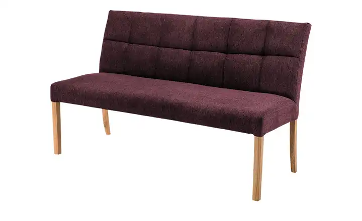 Woodford Esszimmerbank  mit Steppung Mako Bordeauxrot Webstoff fein Eiche, geölt
