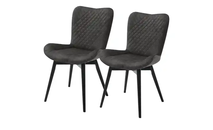 Gray & Jones 2er Set Esszimmerstuhl  mit Diamant-Steppung Tierra Fuego Two Anthrazit Buche, Schwarz, lackiert Drehfunktion