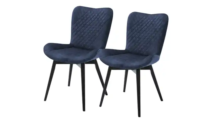 Gray & Jones 2er Set Esszimmerstuhl  mit Diamant-Steppung Tierra Fuego Two Blau Buche, Schwarz, lackiert Drehfunktion