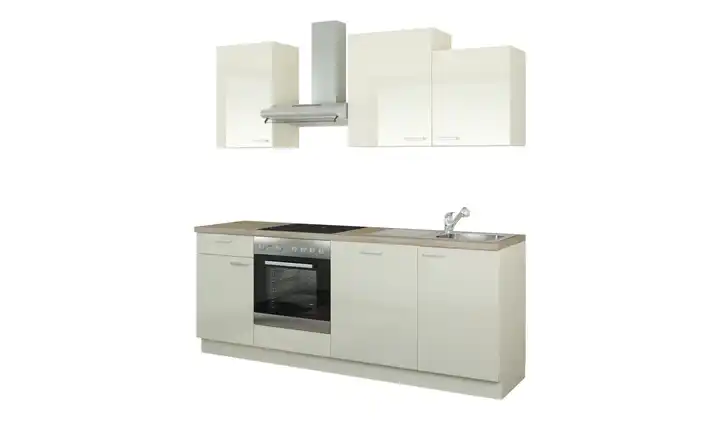 Küchenzeile mit Elektrogeräten Erfurt Creme, Eiche (Nachbildung) Ausführung rechts Creme, hochglanz