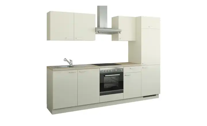 Küchenzeile mit Elektrogeräten Aachen Creme Ausführung rechts Creme, matt