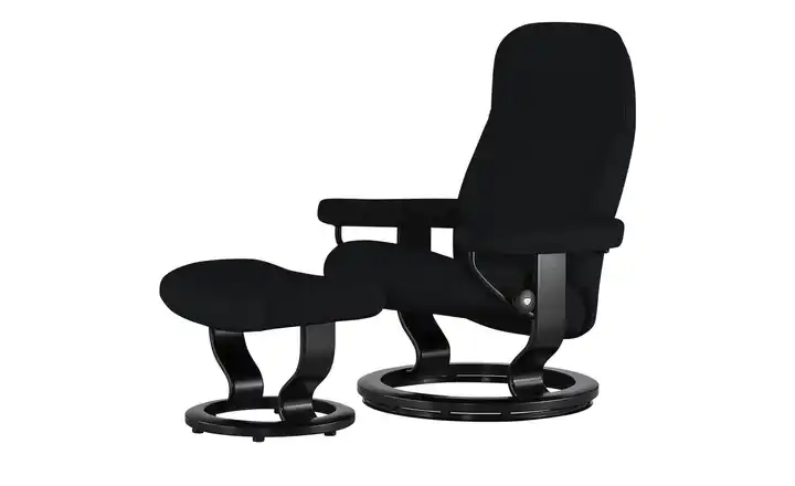 Stressless Relaxsessel mit Hocker Leder Consul  Classic L Schwarz Schwarz