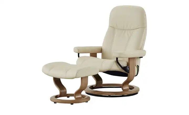 Stressless Relaxsessel mit Hocker Leder Consul L Classic L Creme Eiche