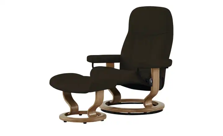Stressless Relaxsessel mit Hocker Leder Consul L Classic L Braun Eiche