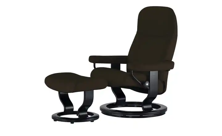Stressless Relaxsessel mit Hocker Leder Consul S Classic S Braun Schwarz