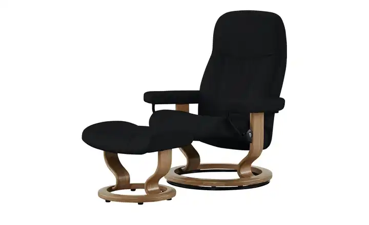 Stressless Relaxsessel mit Hocker Leder Consul S Classic S Schwarz Eiche