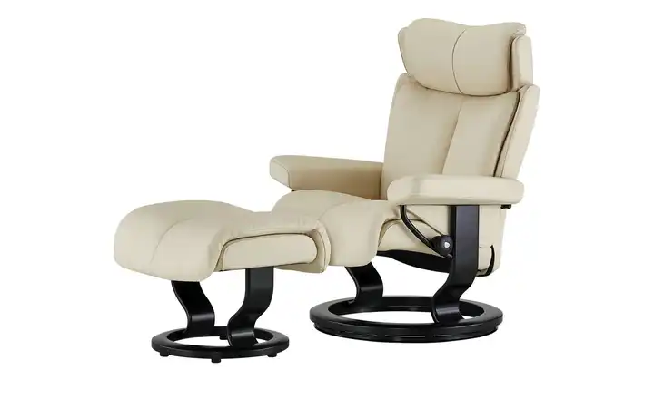 Stressless Relaxsessel mit Hocker Leder Magic S Classic S Creme Schwarz