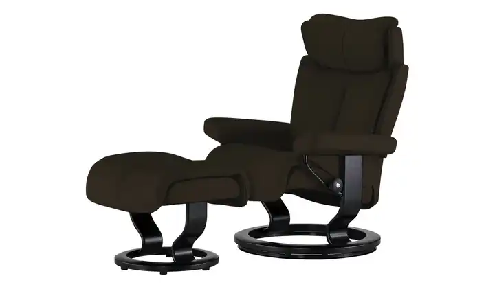 Stressless Relaxsessel mit Hocker Leder Magic S Classic S Braun Schwarz