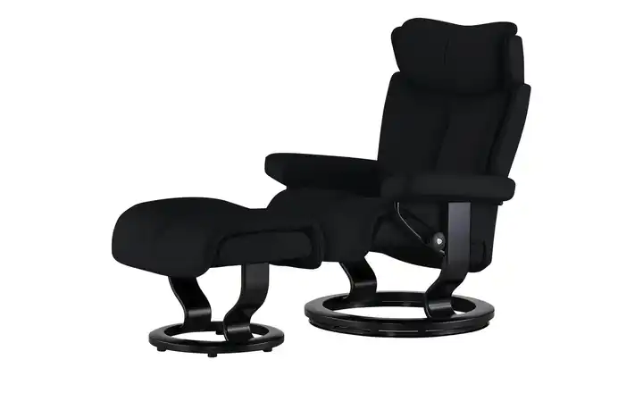 Stressless Relaxsessel mit Hocker Leder Magic S Classic S Schwarz Schwarz